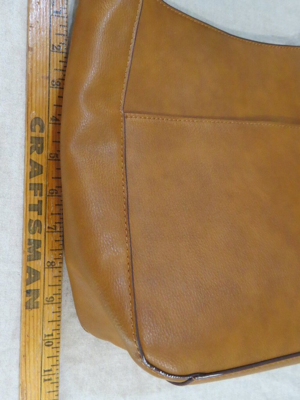 Lucky Brand Large Tan Faux Leather Tote Shoulder Crossbody Bag - Picture 15 of 16